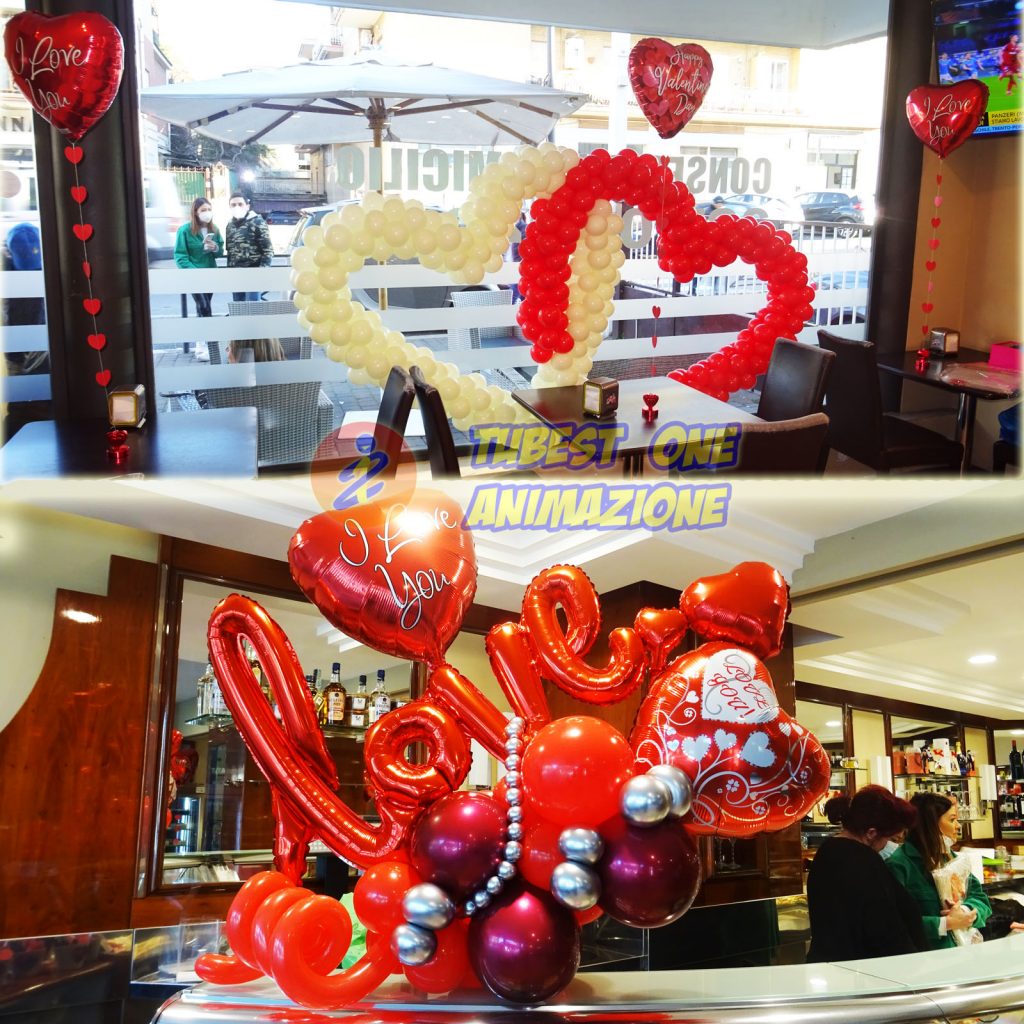 Decorazione con palloncini per locali e ristoranti san valentino