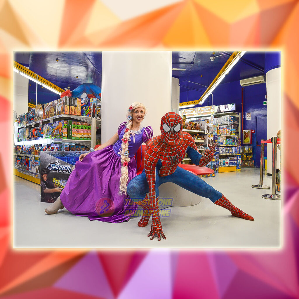cosplay principesse e spiderman per eventi Rocco giocattoli a Roma
