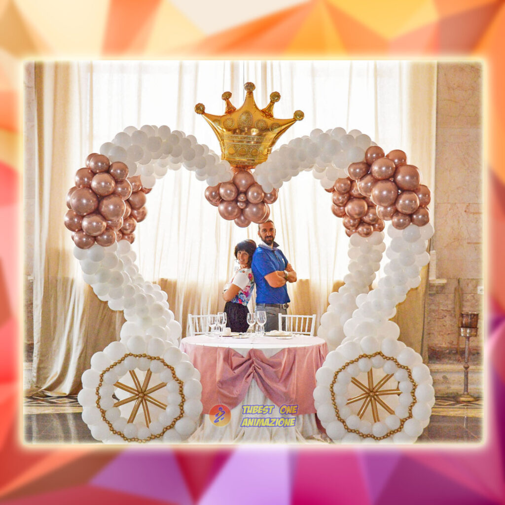 decorazione di palloncini a tema Carrozza per eventi e cerimonie a Roma