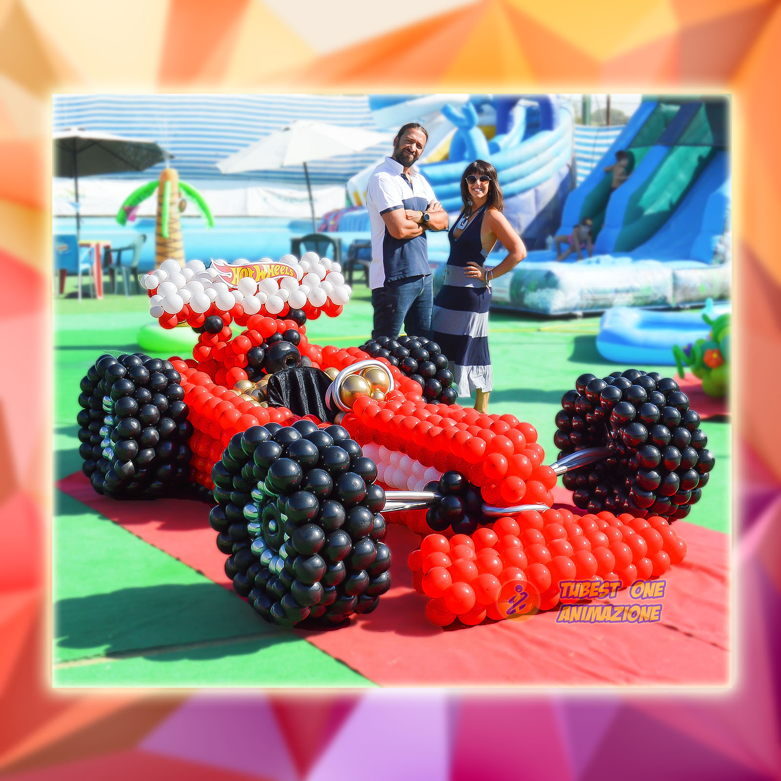 decorazione di palloncini a tema hot wheels formula uno ferrari per eventi e feste bambini roma
