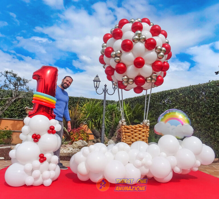mongolfiera di palloncini grande per compleanni