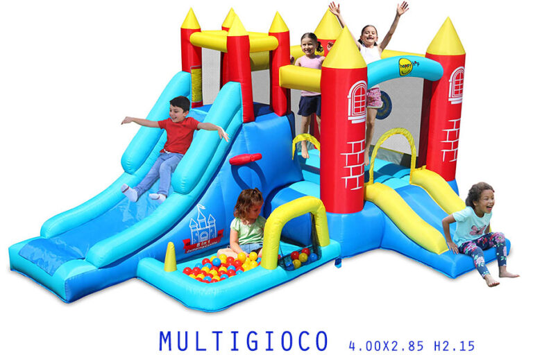 NOLEGGIO GONFIABILE MULTIGIOCO 4.00X2.85H2.15 PER FESTE BAMBINI