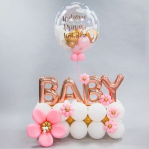 decorazione con palloncini artistica per baby shower